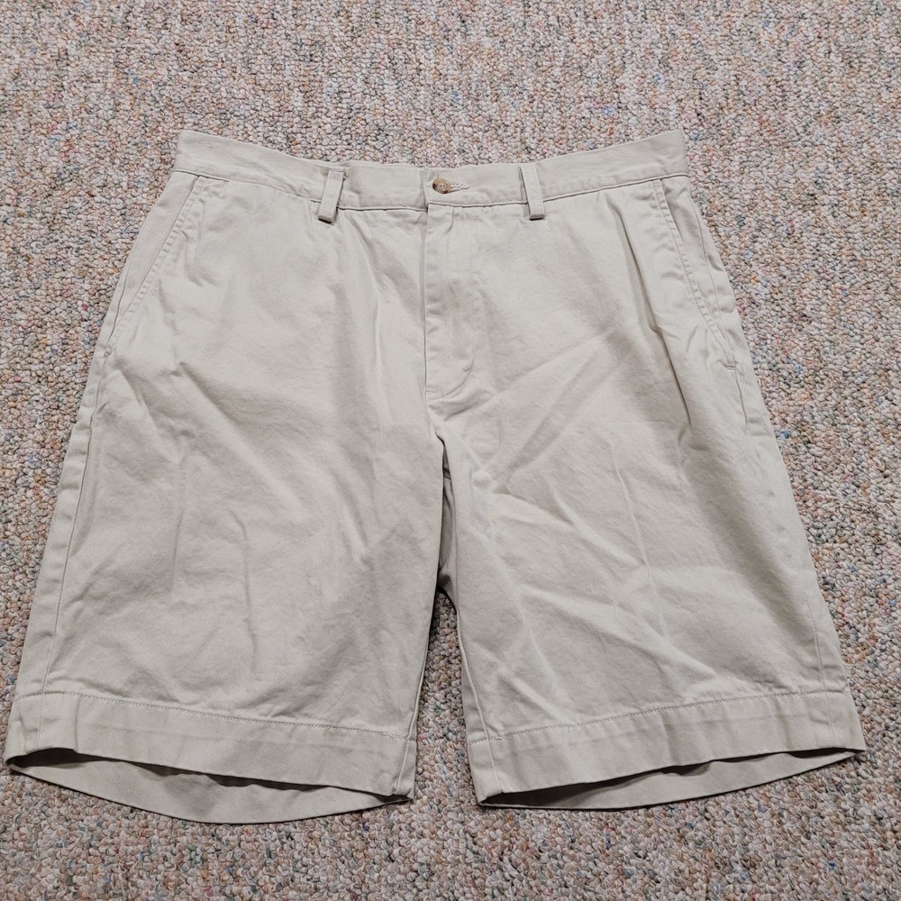 Polo Ralph Lauren Shorts Mens 34 Beige Classic Fit 9" inseam Chino Flat Front